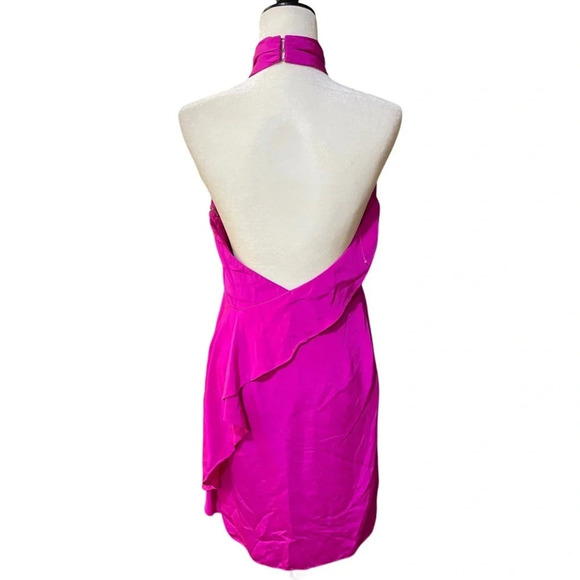 Carmen Marc Valvo Fuchsia Ruffle Halter Dress - Picture 11 of 11